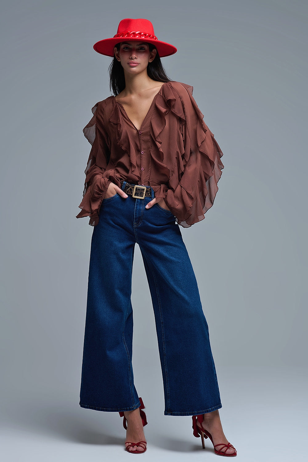 Jeans in Cotone elasticizzato a gamba larga