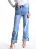 Blu navy / XS Jeans in Cotone elasticizzato con risvolto