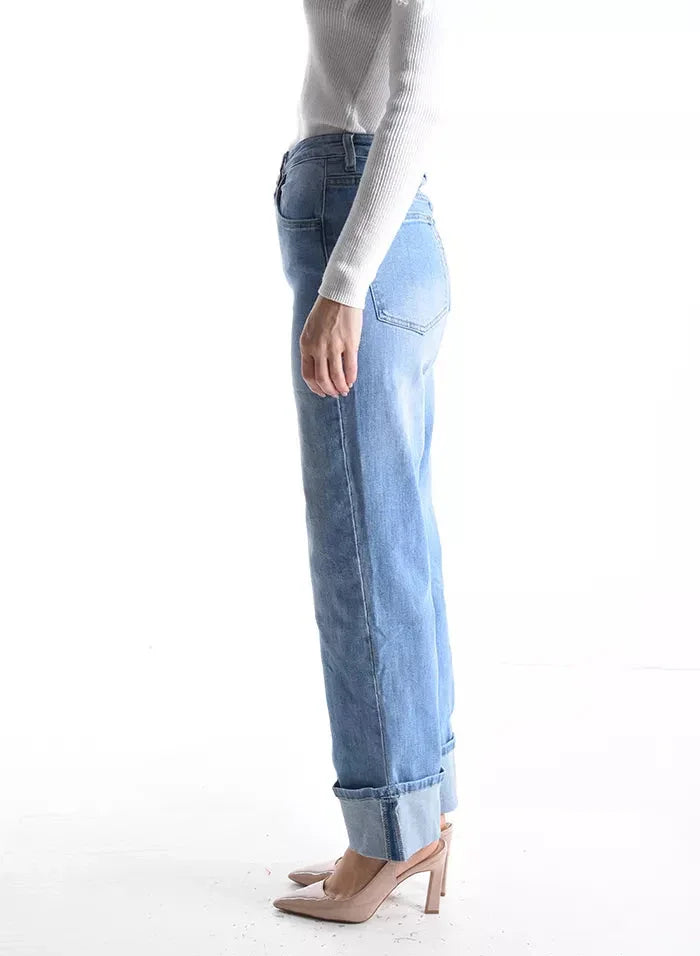 Jeans in Cotone elasticizzato con risvolto - AMY - 301364M