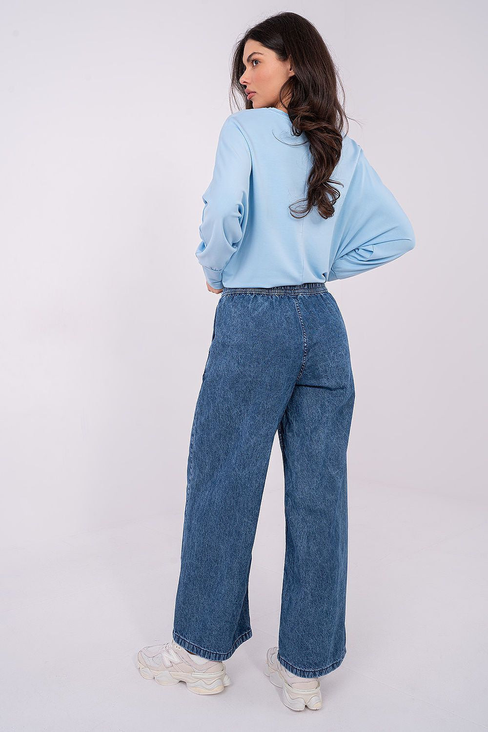Jeans da donna a gamba ampia in cotone di alta qualità