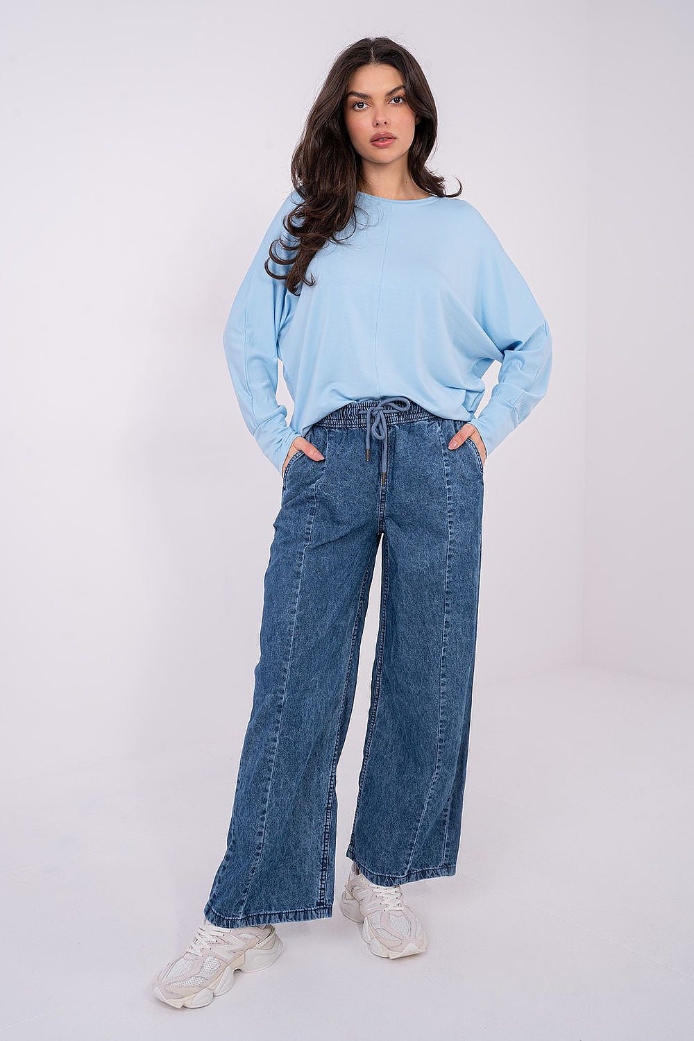 Azzurro / XS Jeans da donna a gamba ampia in cotone di alta