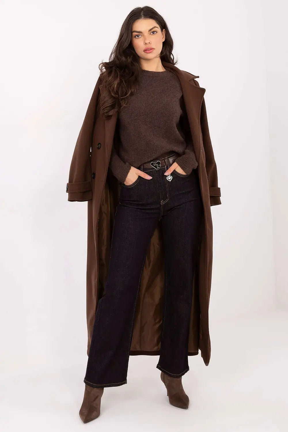 Jeans dritti da donna in cotone a vita - 221960