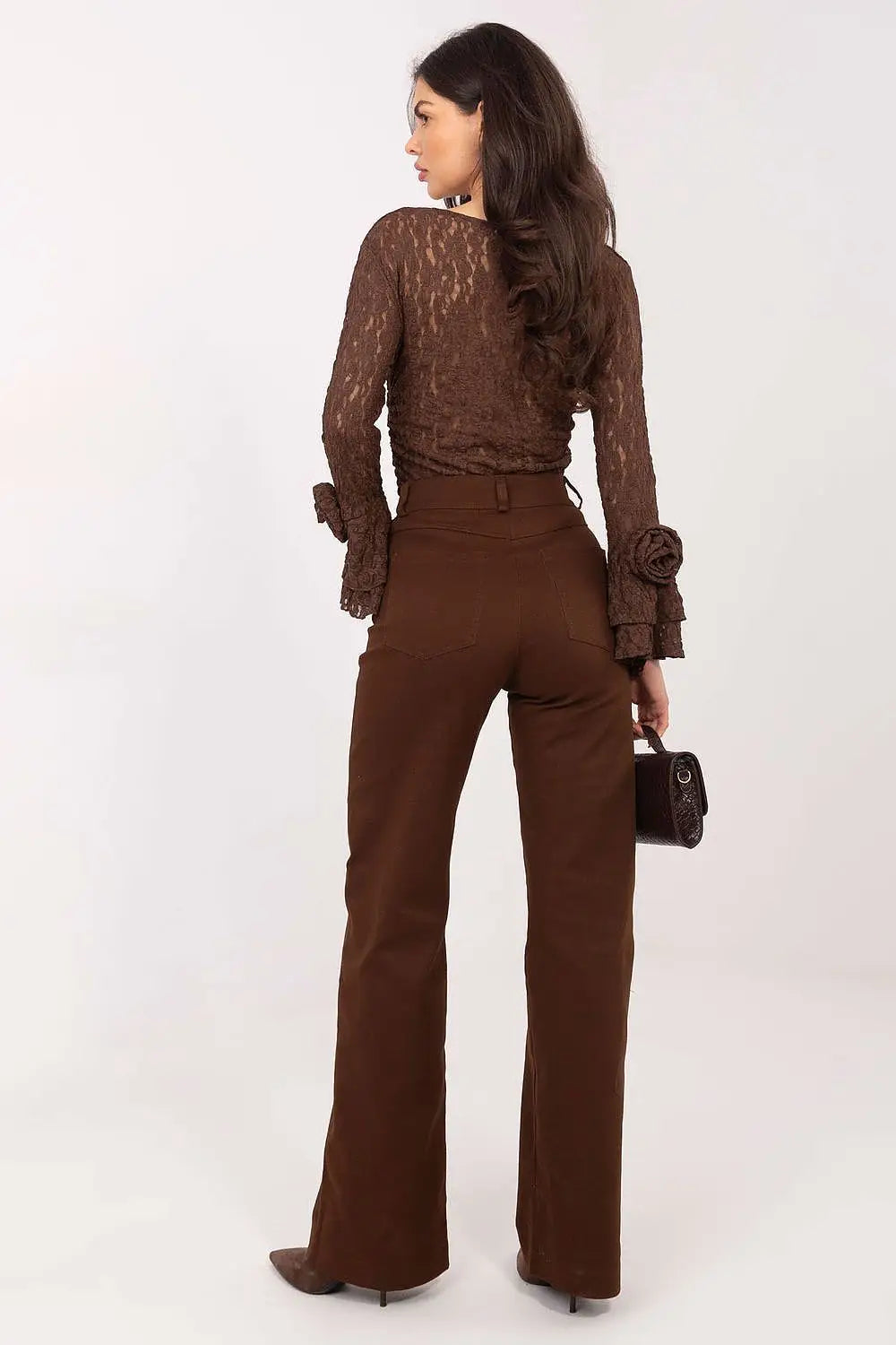 Jeans dritti da donna in cotone di qualità con vita - 222860