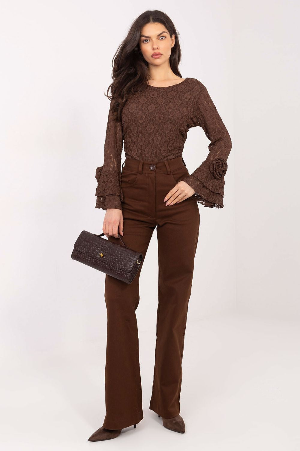 Jeans dritti da donna in cotone di alta qualità con vita