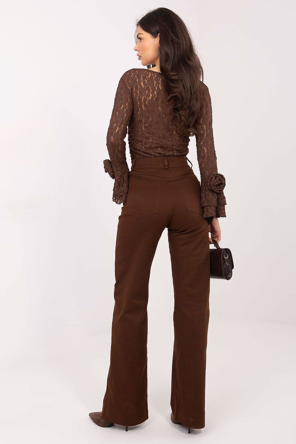 Jeans dritti da donna in cotone di alta qualità con vita