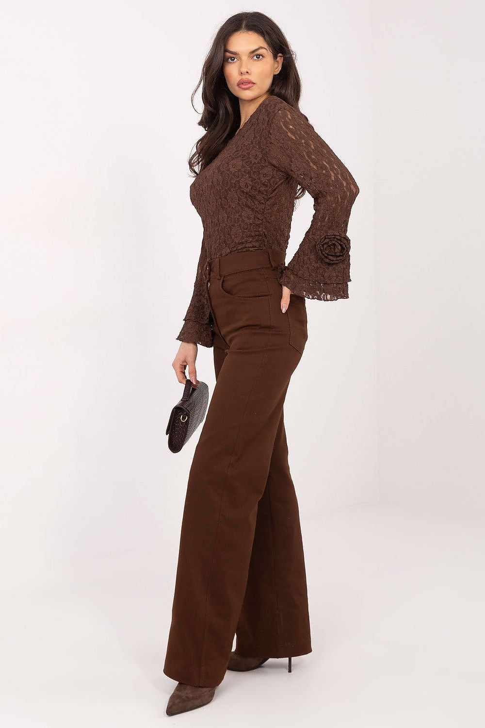 Jeans dritti da donna in cotone di alta qualità con vita