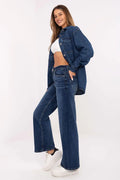 Jeans a zampa donna in cotone con vita - 215888