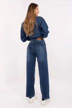 Jeans a zampa donna in cotone con vita - 215888