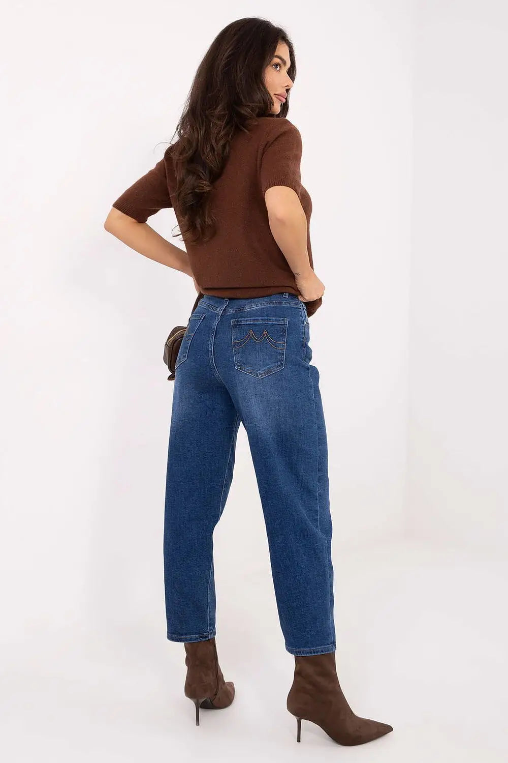 Jeans mom fit in pregiato blend di cotone - 220622