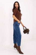 Jeans mom fit in pregiato blend di cotone - 220622