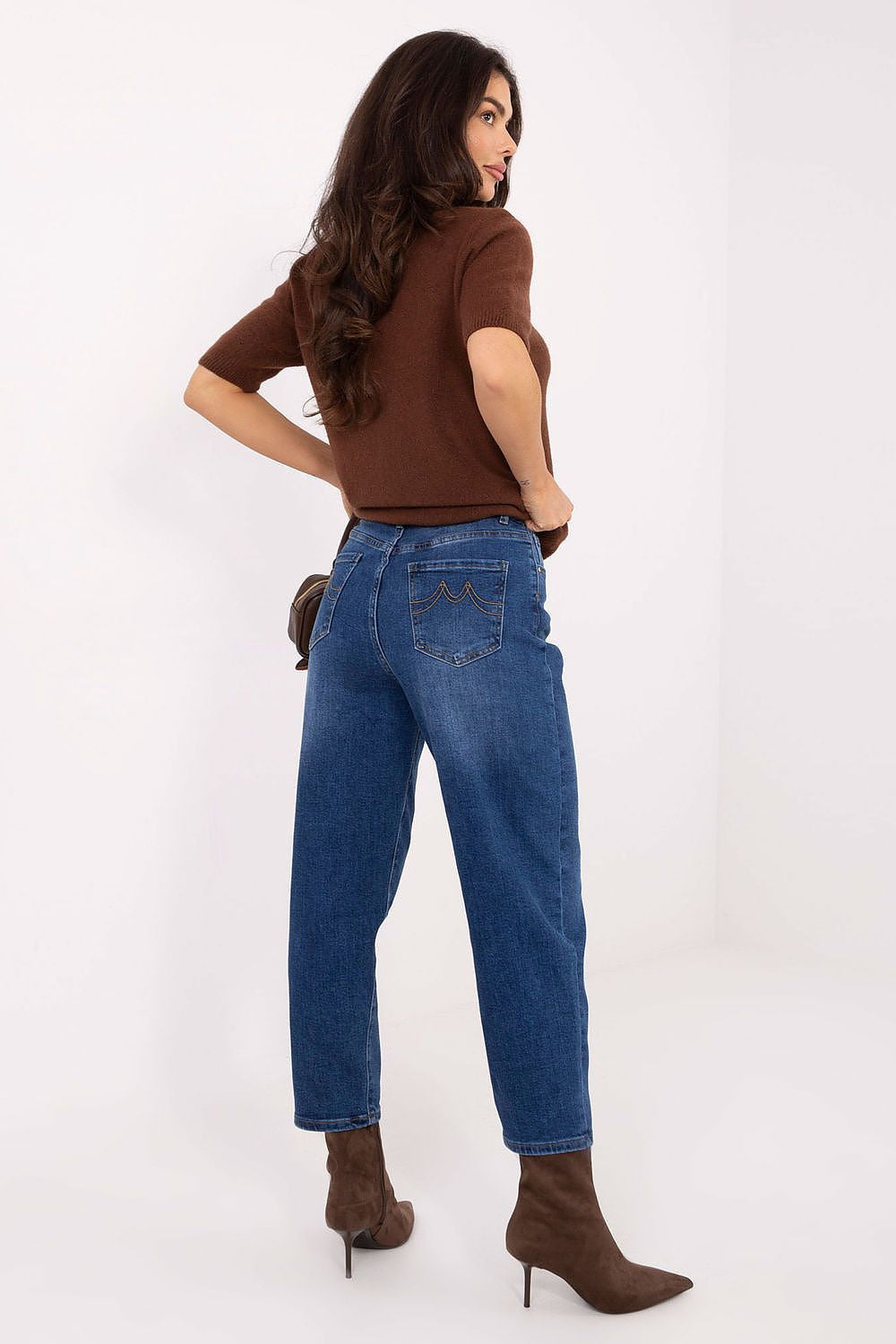Jeans mom fit in pregiato blend di cotone - 220622