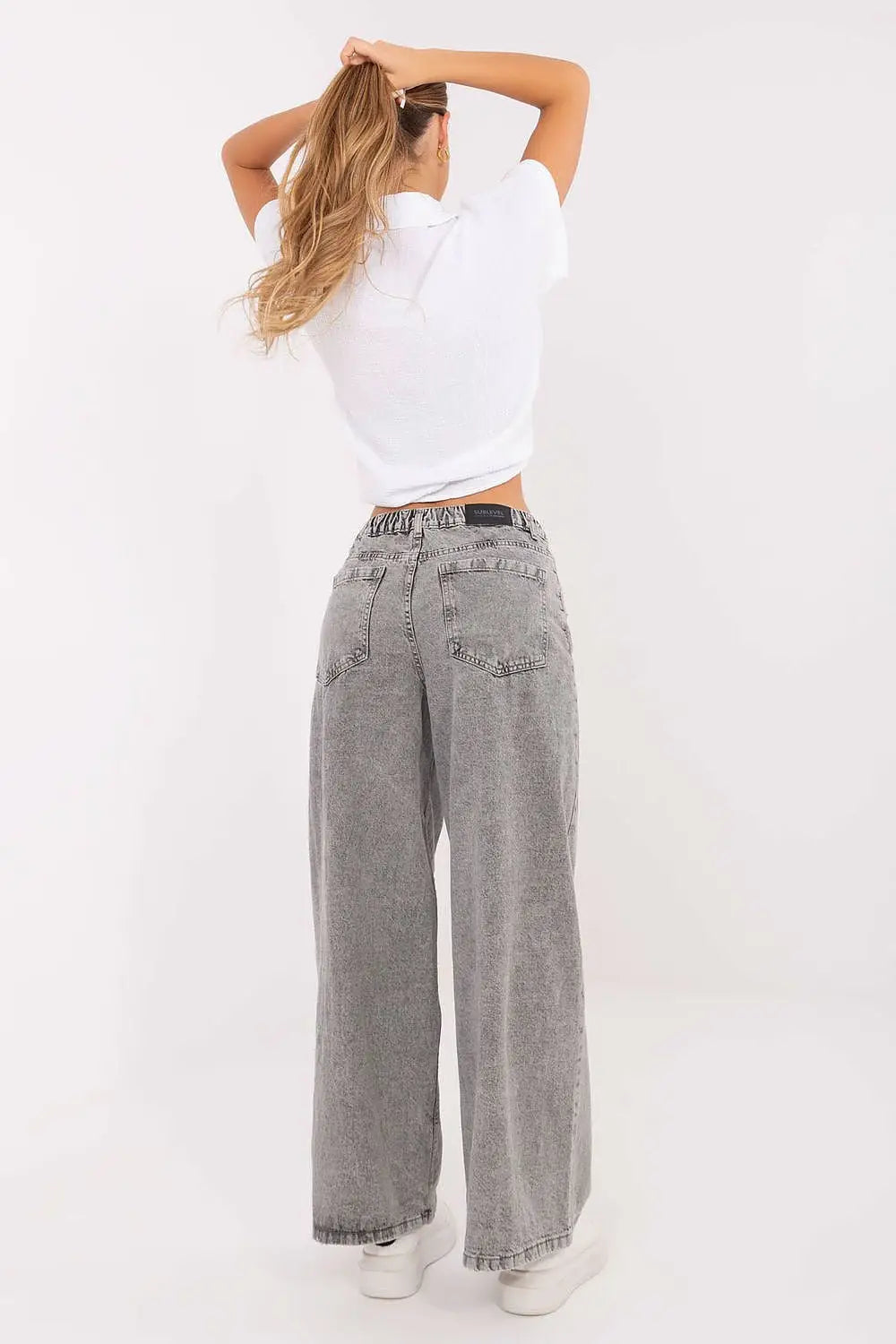 Jeans palazzo da donna in cotone di qualità - 216058