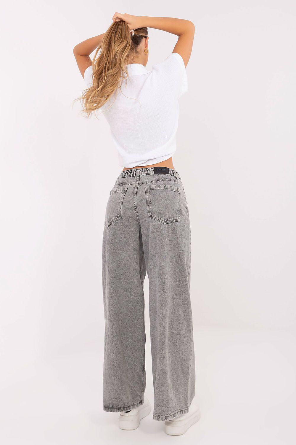 Jeans palazzo da donna in cotone di qualità - 216058