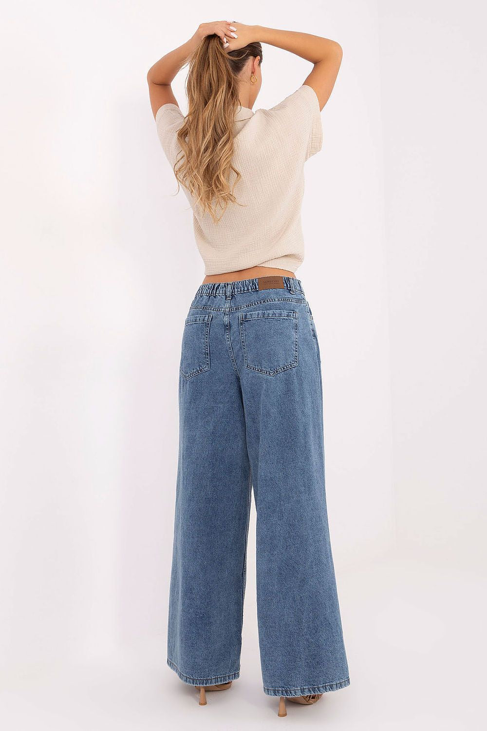 Jeans palazzo da donna in cotone di qualità - 216058