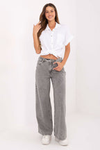 Grigio / XS Jeans palazzo da donna in cotone di qualità