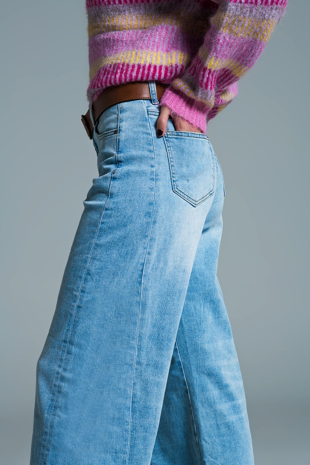 Jeans wide leg in cotone