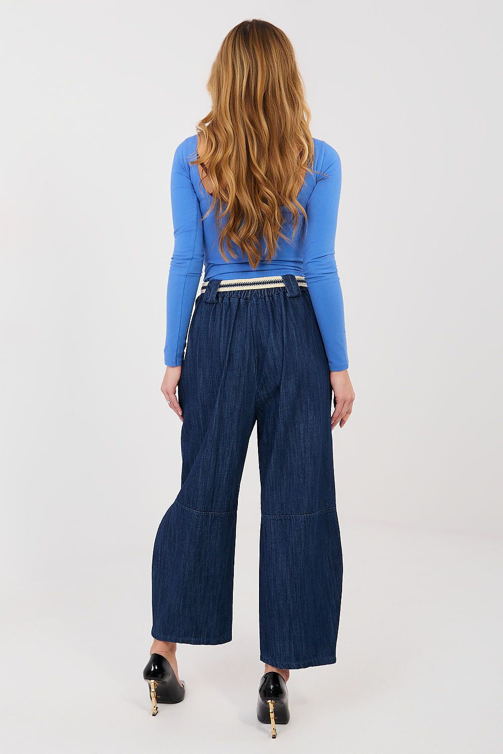 Jeans a vita alta in cotone con gamba ampia - ERIN - 223638