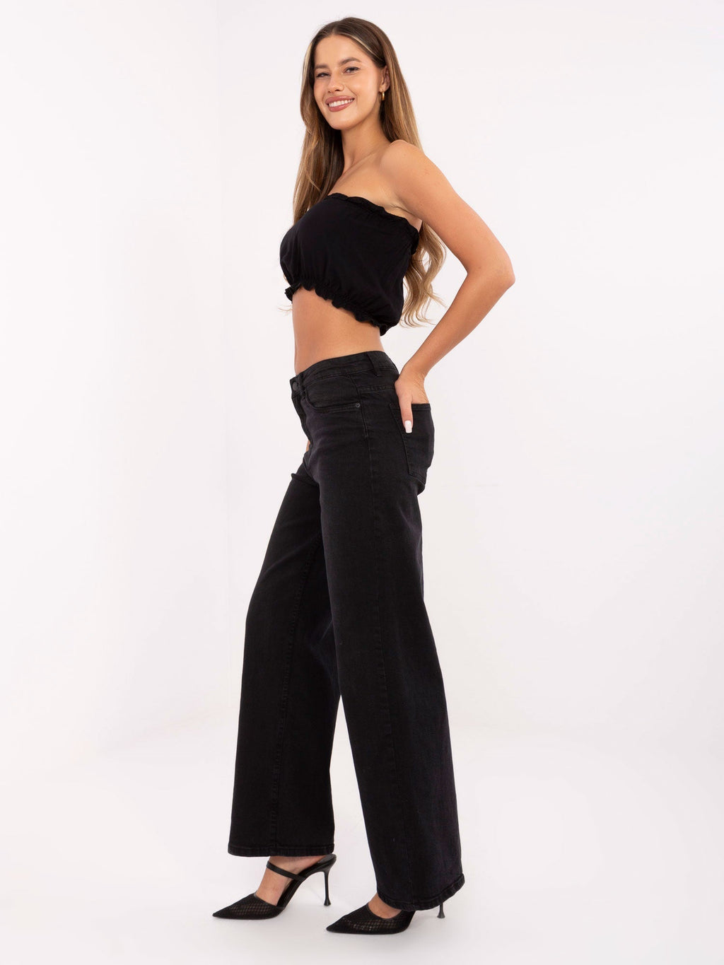 Jeans a Zampa Vita Alta in Denim Elasticizzato (Marta)