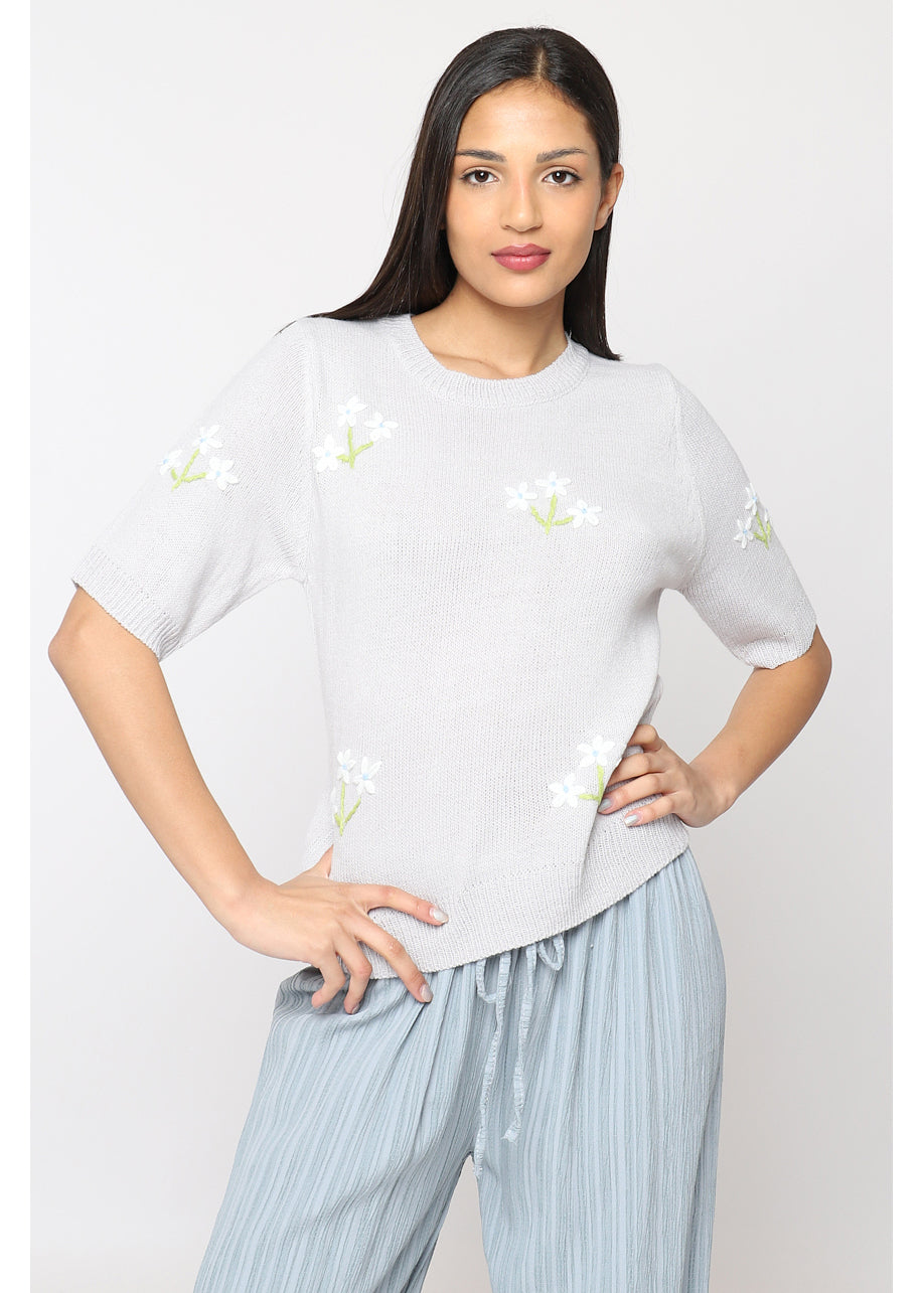 Sweater with floral embroidery