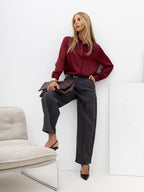 Josephine - Camicia in Raso di Viscosa con Colletto