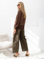Karina - Blusa Casual da Donna in Cotone con Spacco