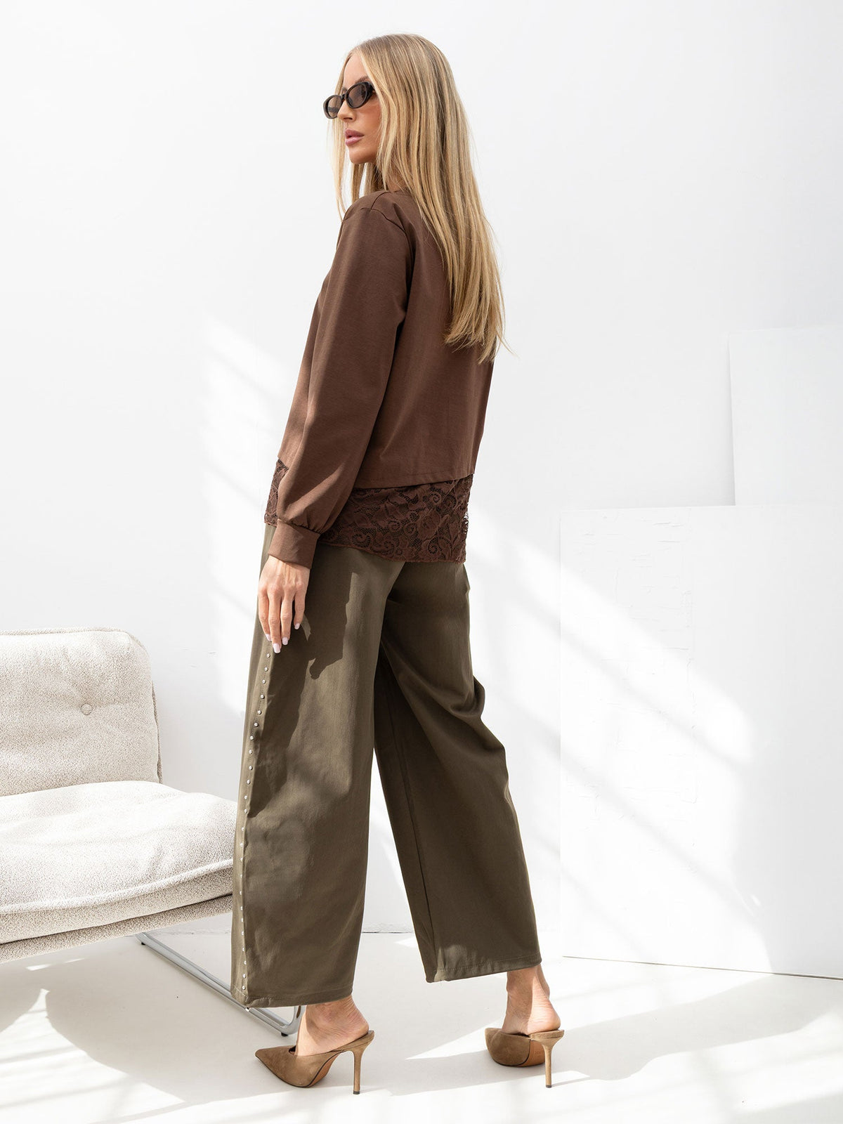 Karina - Blusa Casual da Donna in Cotone con Spacco