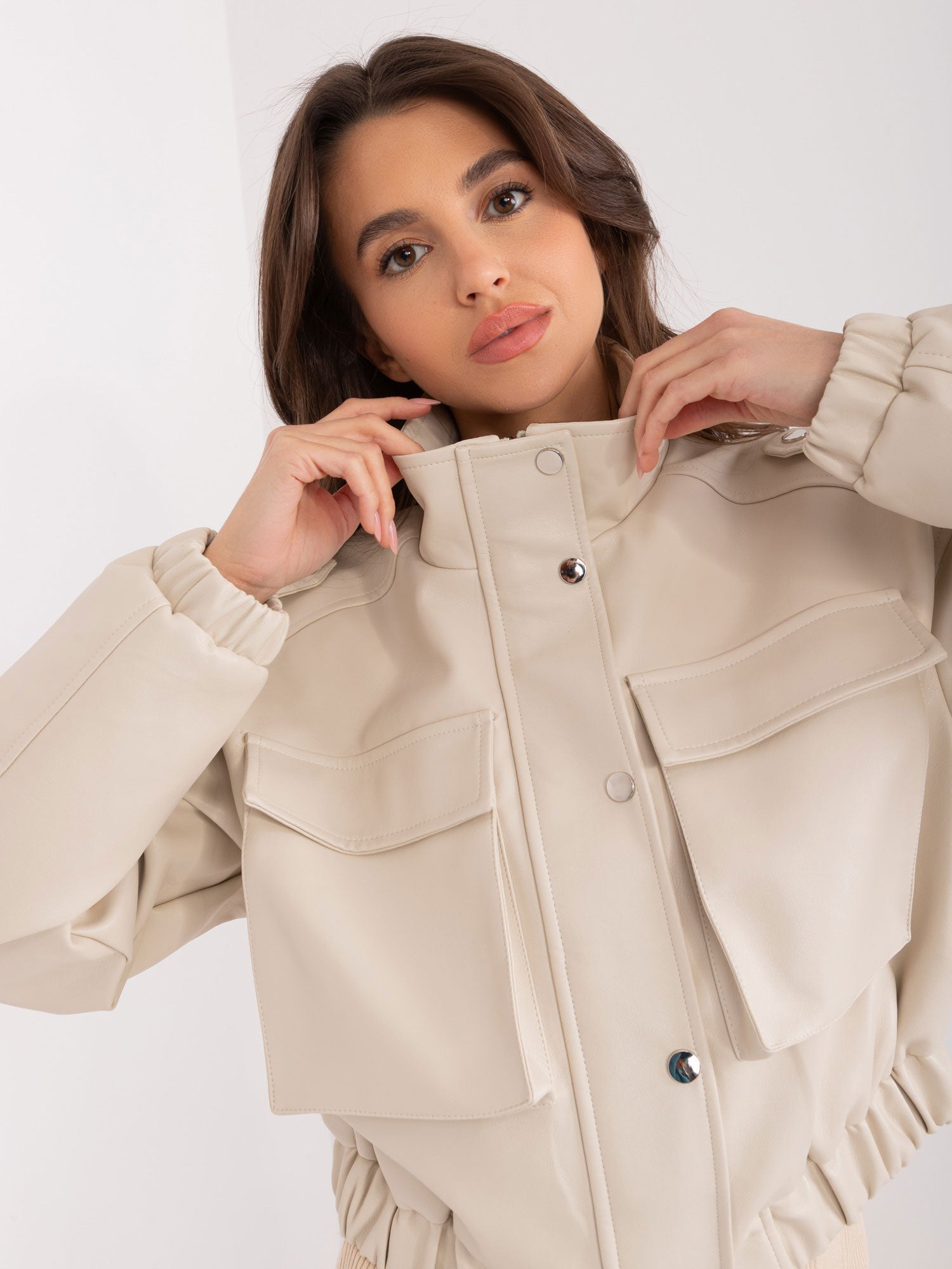 Giacca Utility in Ecopelle con Mostrine - Modello