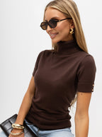 Marrone / L/XL Lorena - Maglia a manica corta con collo alto