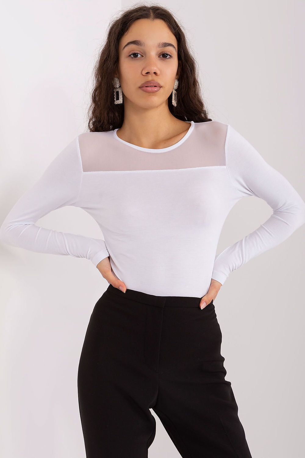Bianco / S Maglia basic con trasparenza - 188152