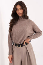 Beige 2 / Universale Maglia collo alto in viscosa - 219894