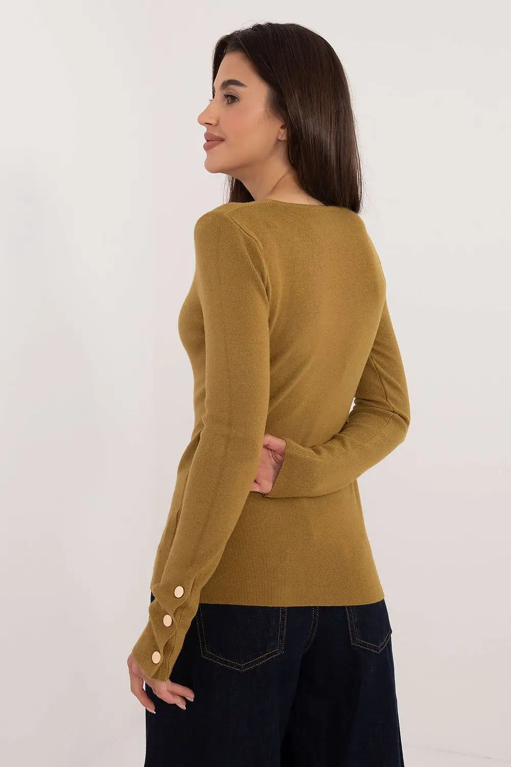 Maglia da donna a coste con scollo V - 200173