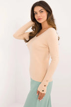 Maglia da donna a coste con scollo V - 200173