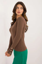 Maglia da donna a coste con scollo V - 200173