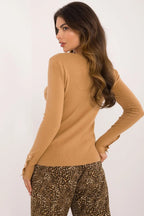 Maglia da donna a coste con scollo V - 200173