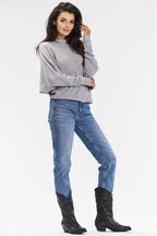 Maglia dolcevita in maglia a coste con maniche kimono