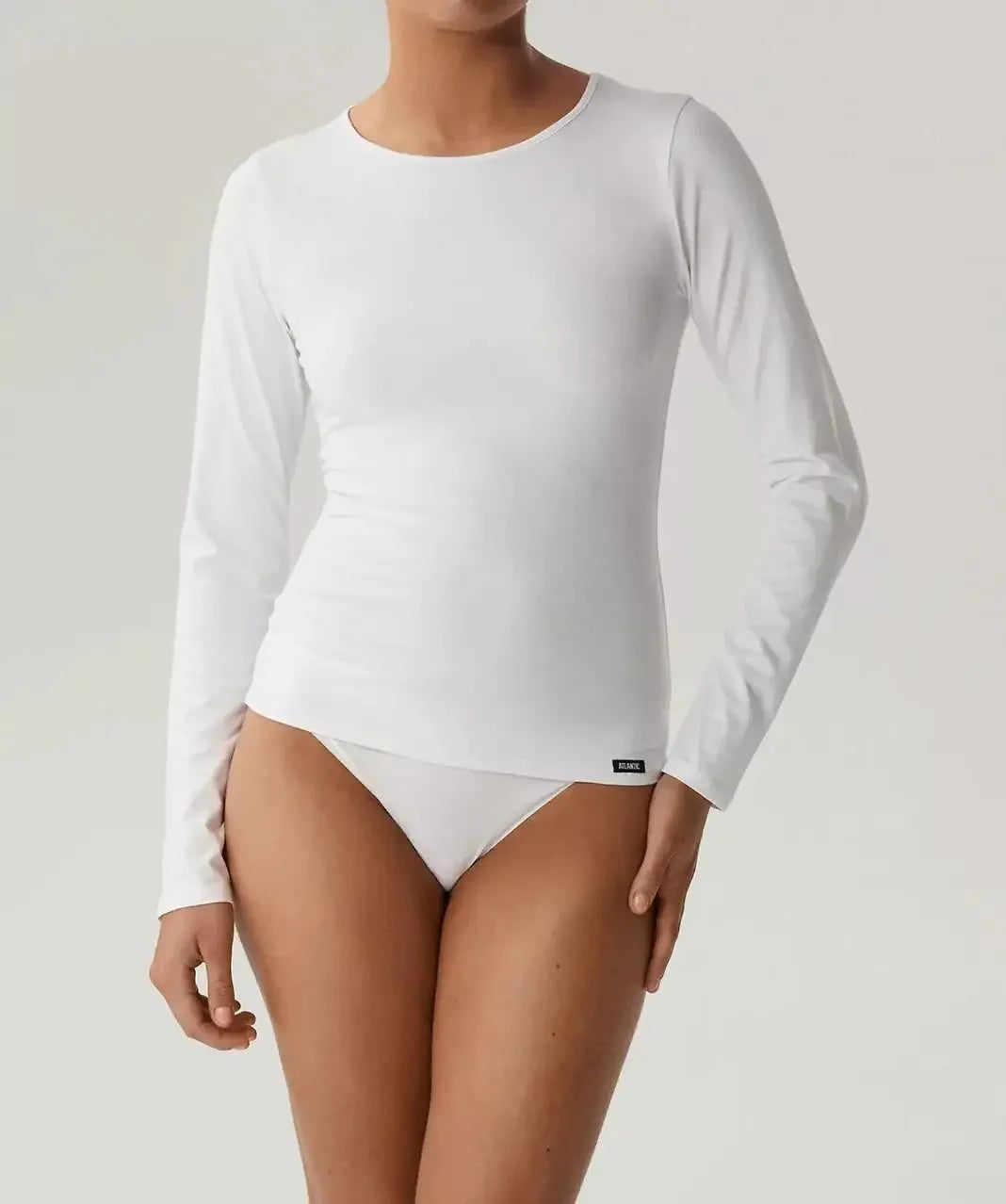 S / Bianco Maglia Donna Manica Lunga in Cotone