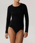 S / Nero Maglia Donna Manica Lunga in Cotone Elasticizzato