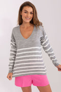 Grigio / Universale Maglia da donna scollo a V in misto