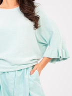 Maglia Elegante con Maniche a Volant in Viscosa (Constance)