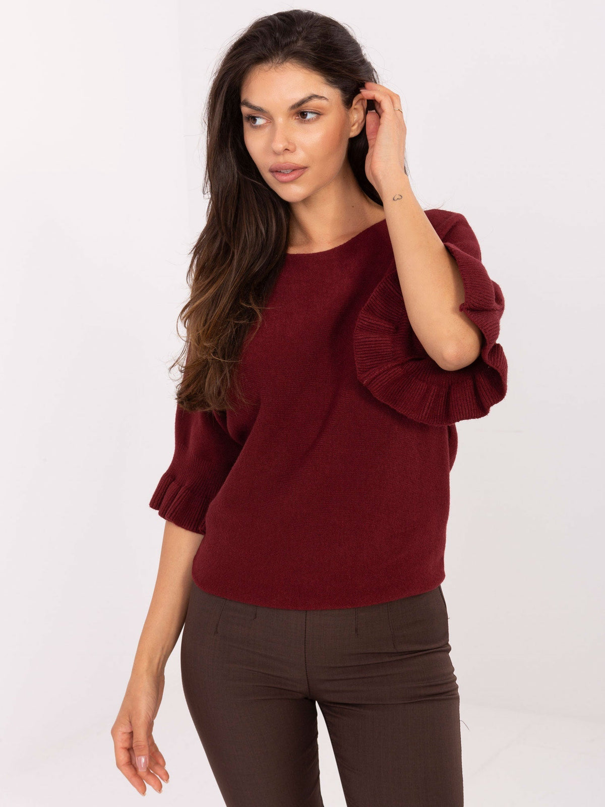 Maglia Elegante con Maniche a Volant in Viscosa (Constance)