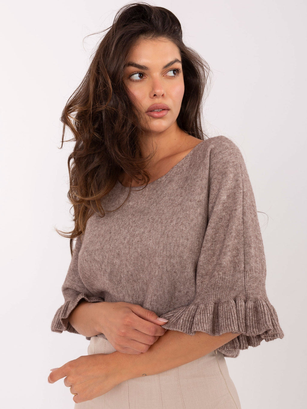 Maglia Elegante con Maniche a Volant in Viscosa (Constance)