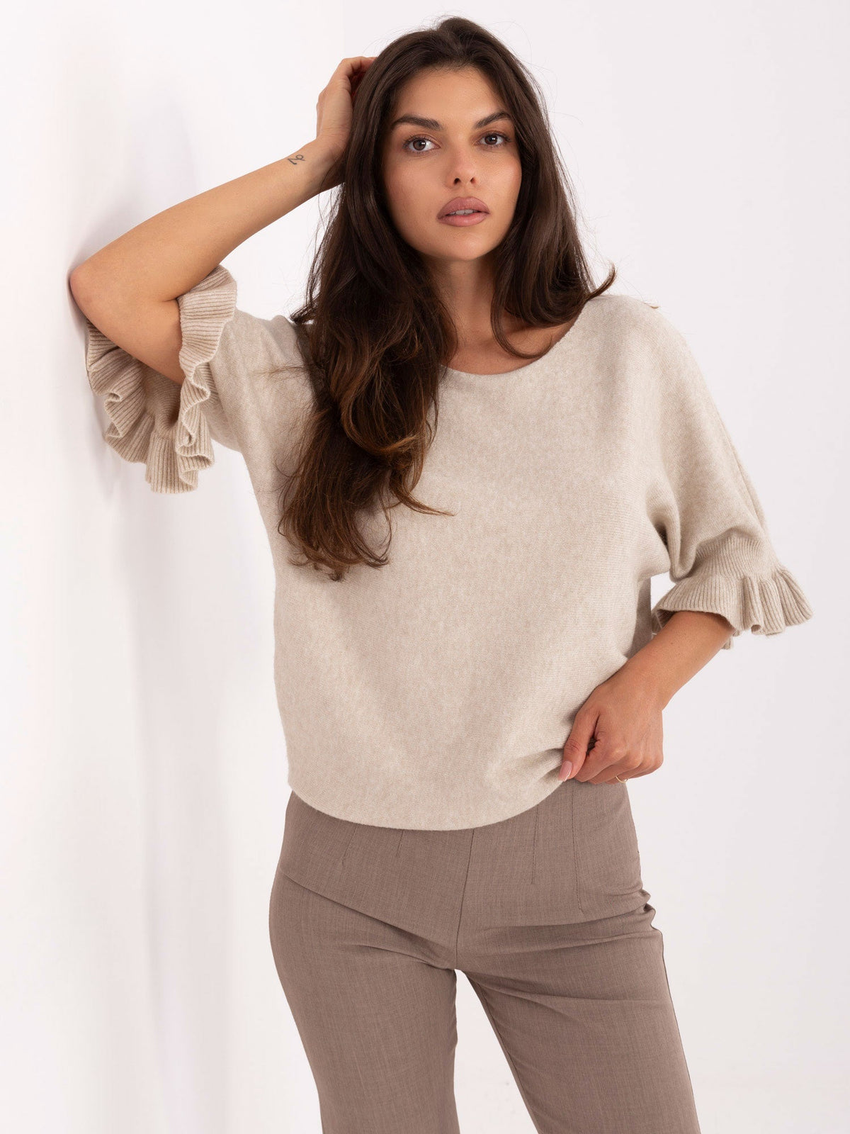 Maglia Elegante con Maniche a Volant in Viscosa (Constance)