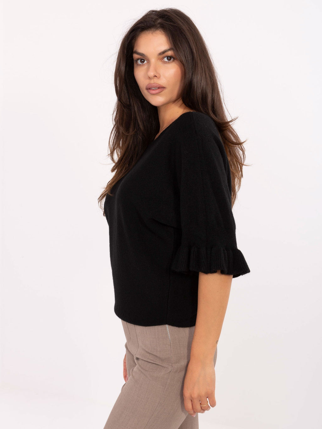 Maglia Elegante con Maniche a Volant in Viscosa (Constance)