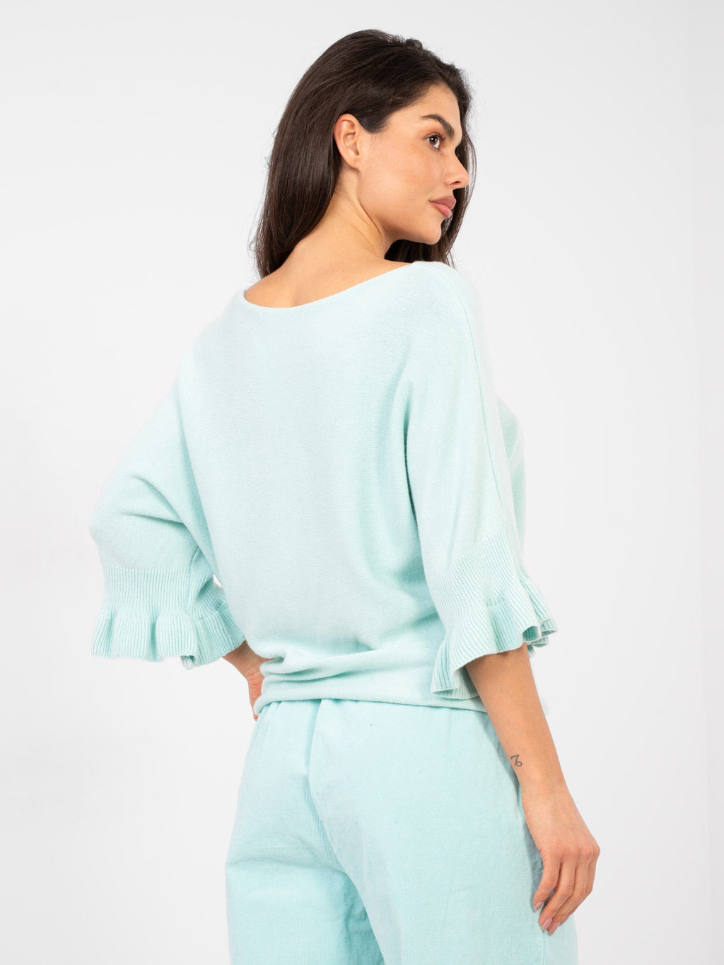 Maglia Elegante con Maniche a Volant in Viscosa (Constance)