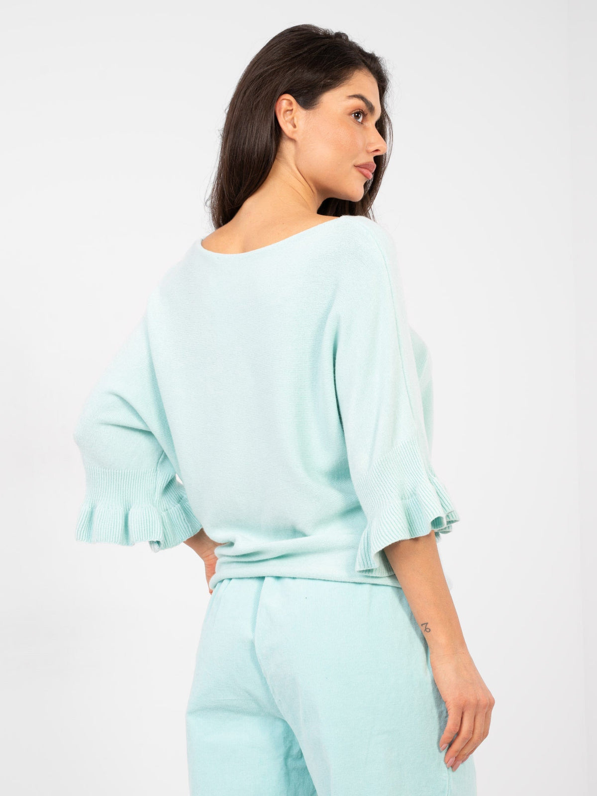 Maglia Elegante con Maniche a Volant in Viscosa (Constance)