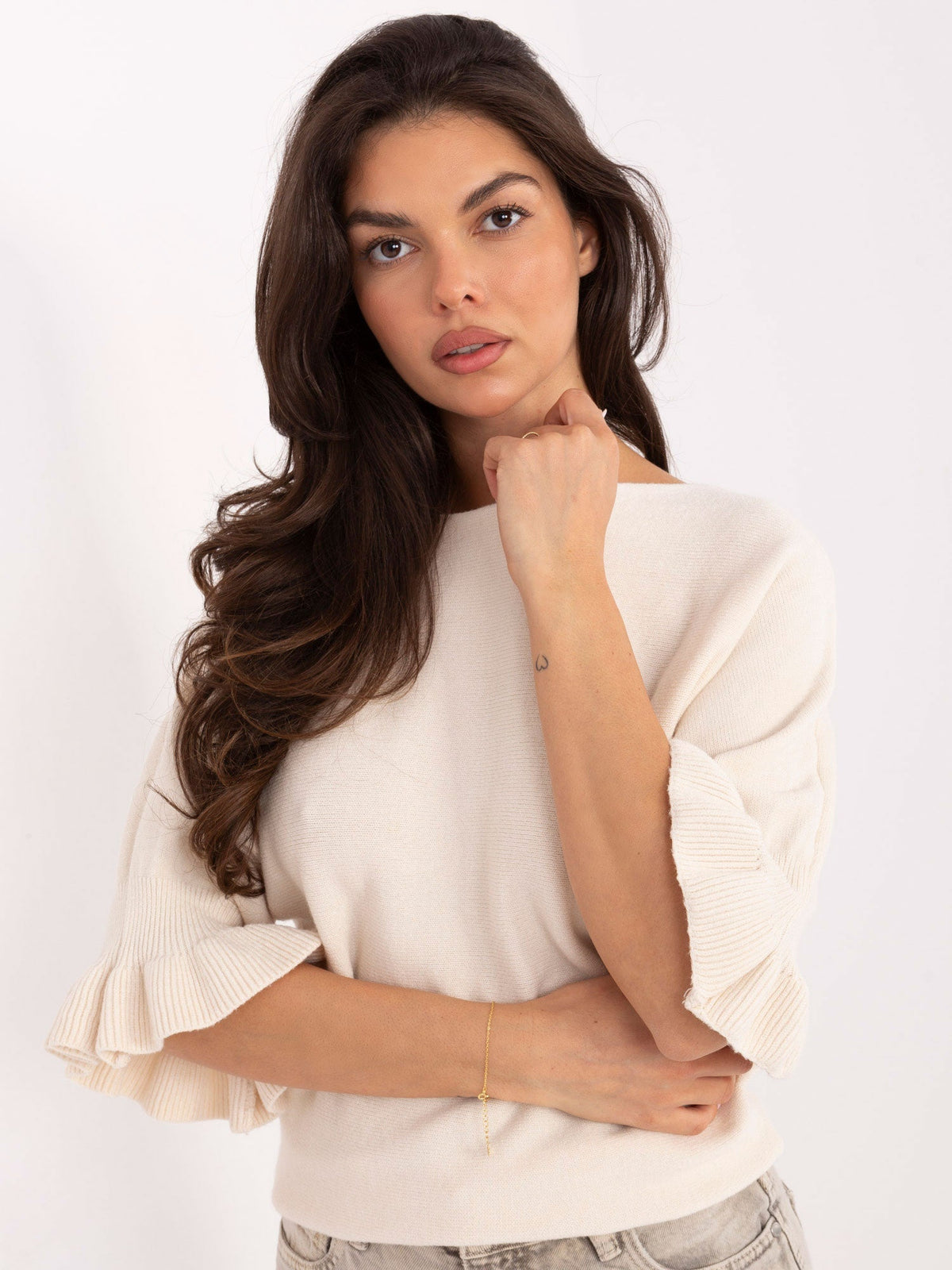 Maglia Elegante con Maniche a Volant in Viscosa (Constance)