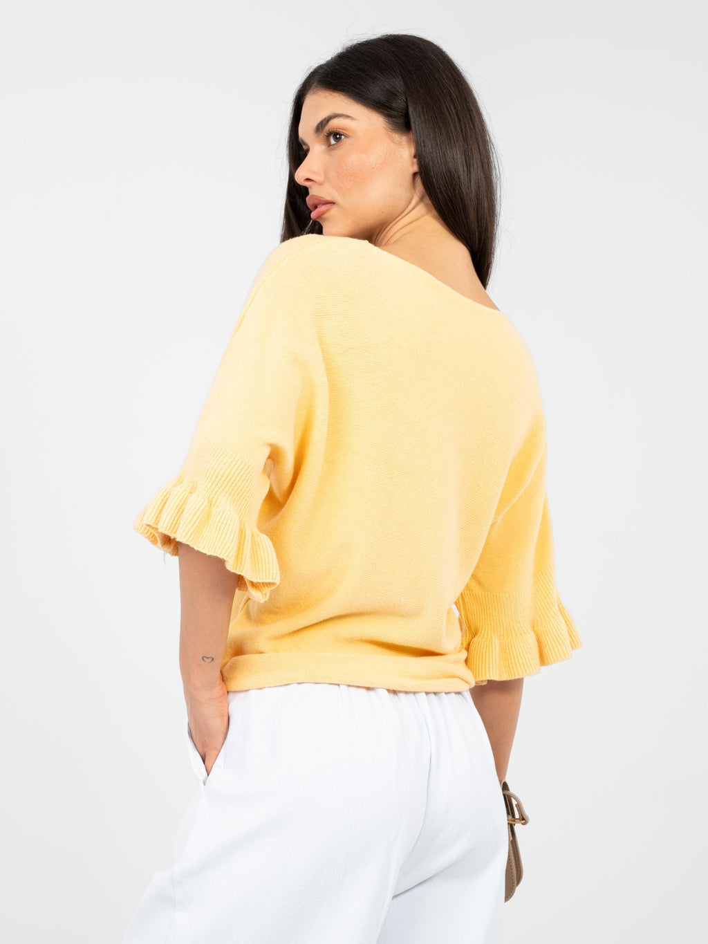 Maglia Elegante con Maniche a Volant in Viscosa (Constance)