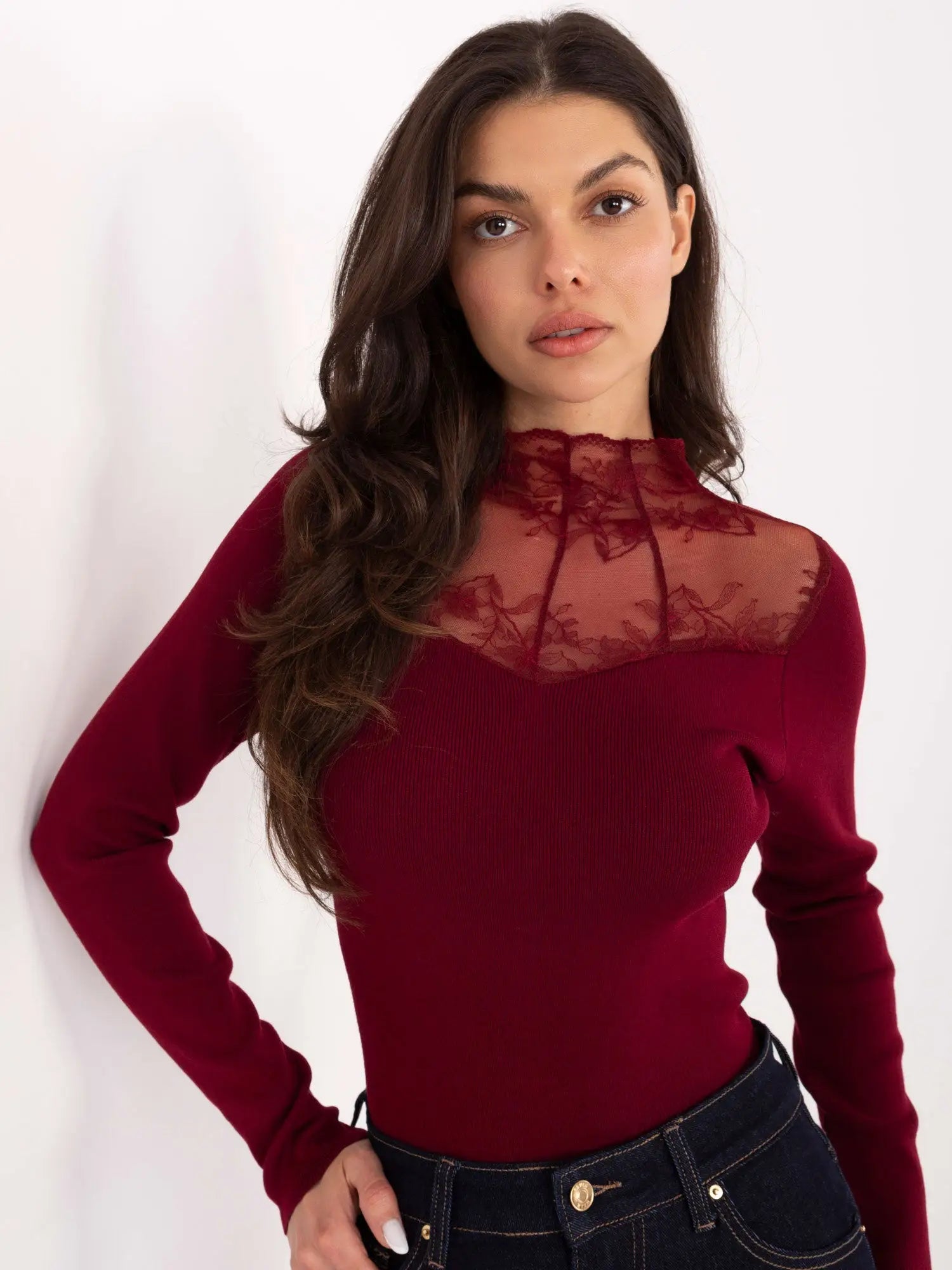 Maglia in viscosa con pizzo - 221407