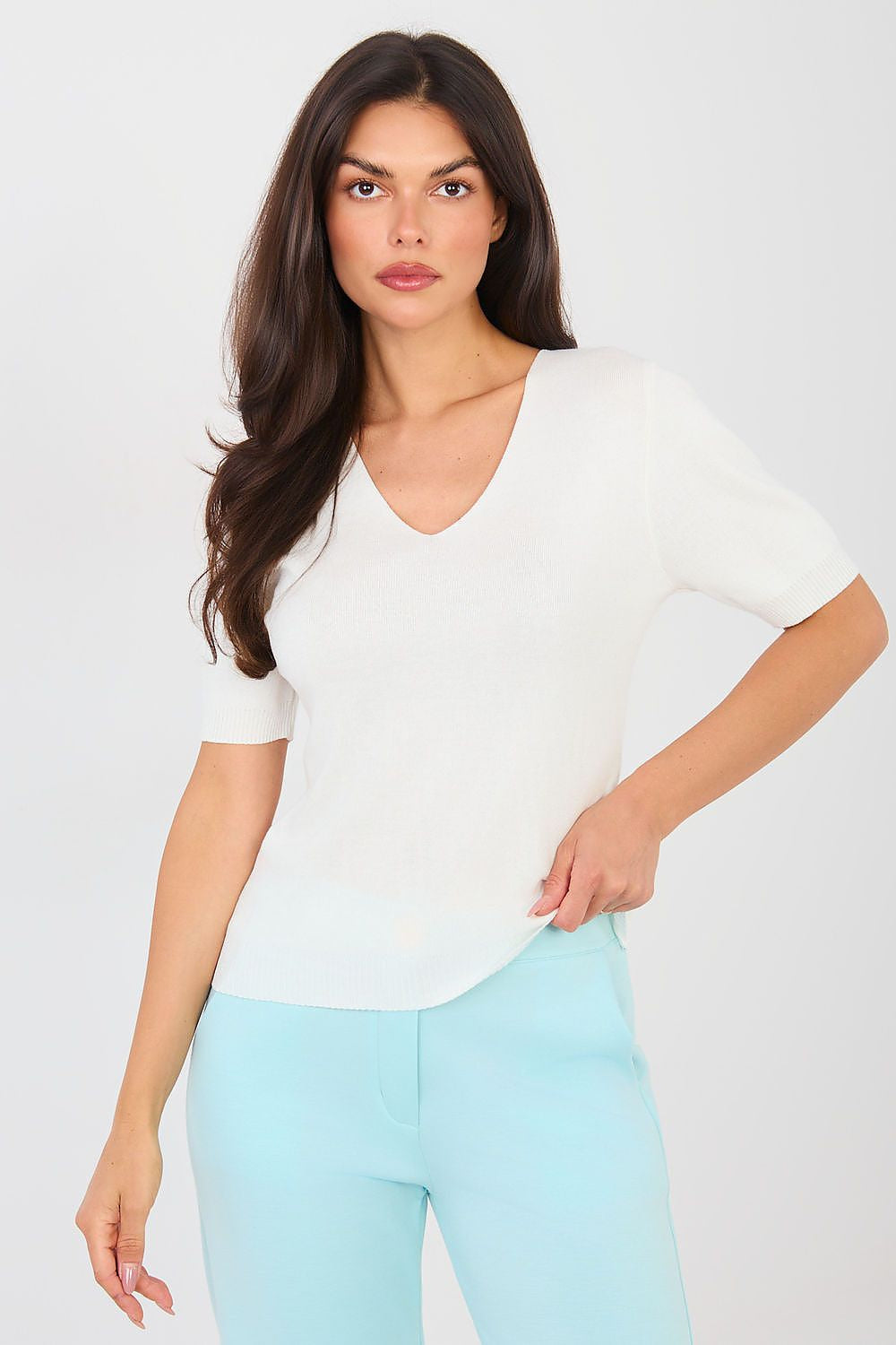 Beige / Universale Maglia a manica corta versatile