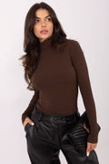 Marrone / S/M Maglia manica lunga a coste da donna
